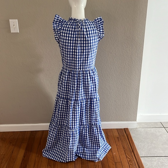 NWT J. Crew Tiered Ruffle-sleeve gingham dress XS SM Tall. - Picture 7 of 10
